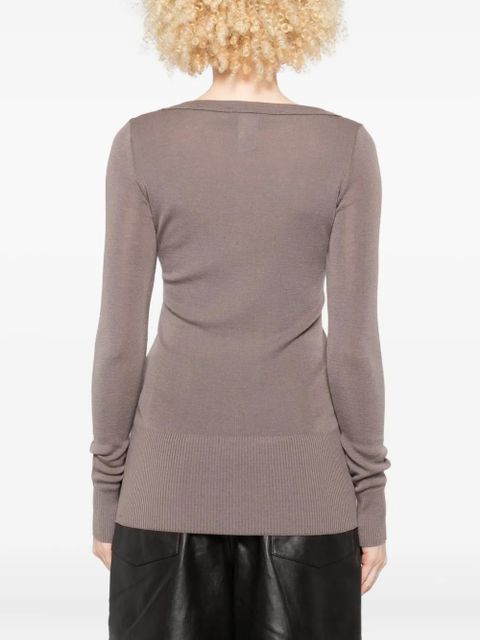 LEMAIRE long-sleeve V-neck sweater - Brown