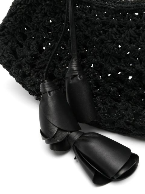 Magda Butrym crochet-knit flower-pendant tote bag - Black