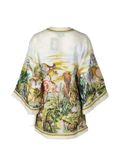 ALEMAIS Jungle Boogie V-neck printed mini dress - Neutrals - zdjęcie produktu nr 2