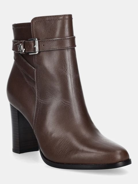 Lauren Ralph Lauren botki skórzane Brke Bt Hl 2 damskie kolor brązowy na słupku 802974475002 - zdjęcie produktu nr 1