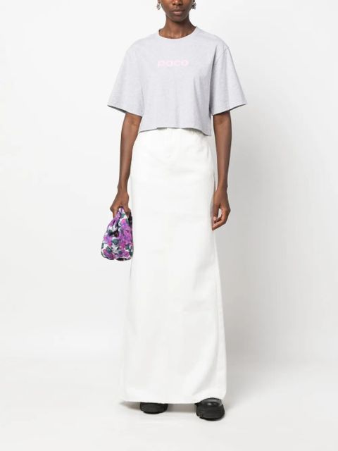 Rabanne logo-print cropped T-shirt - Grey - zdjęcie produktu nr 2