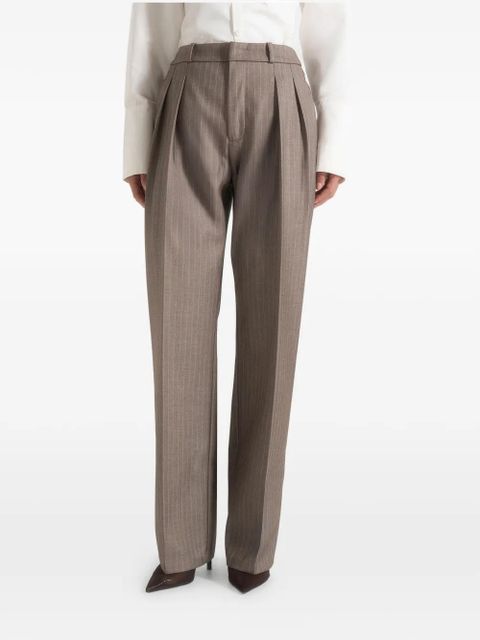 Manière De Voir Julie pinstripe-print pleated tailored trousers - Brown - zdjęcie produktu nr 2