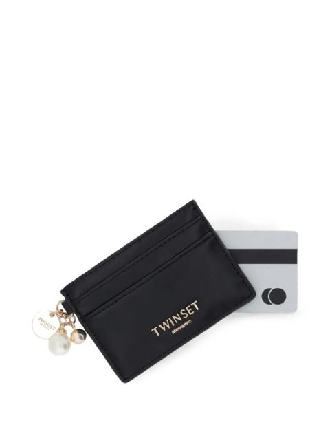 TWINSET faux-pearl charm card holder - Black
