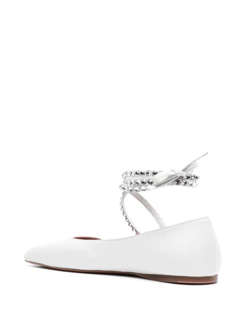 Amina Muaddi Anne lace-up leather ballerinas - White - zdjęcie produktu nr 2