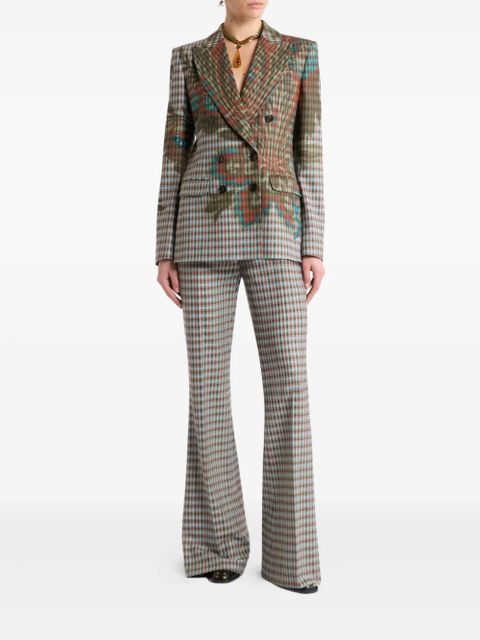 ETRO floral-print gingham-pattern blazer - Brown