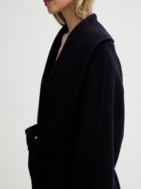 Liviana Conti płaszcz wełniany kolor granatowy F5WW70