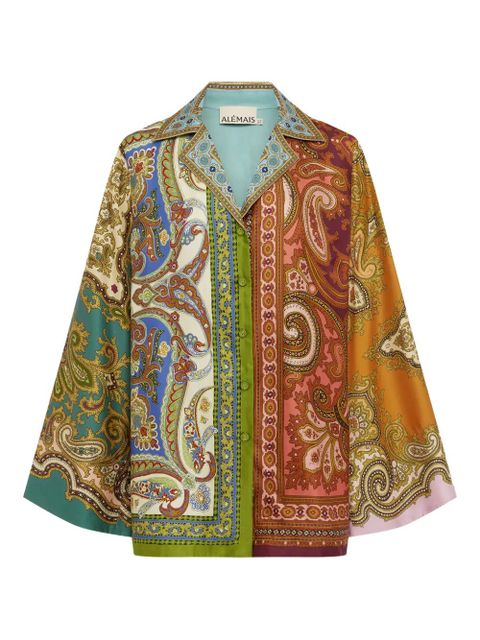 ALEMAIS graphic-pattern silk blouse - Brown - zdjęcie produktu nr 1