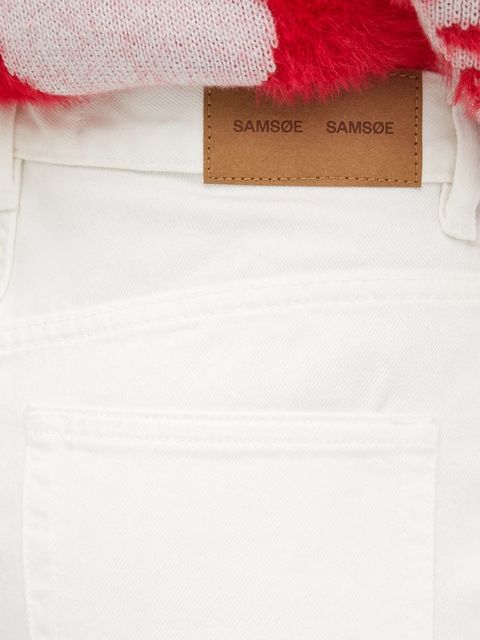 Samsoe Samsoe szorty jeansowe SASHELLY damskie kolor biały gładkie high waist F25200013