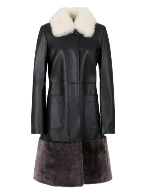 Marni shearling-hem leather coat - Black - zdjęcie produktu nr 1