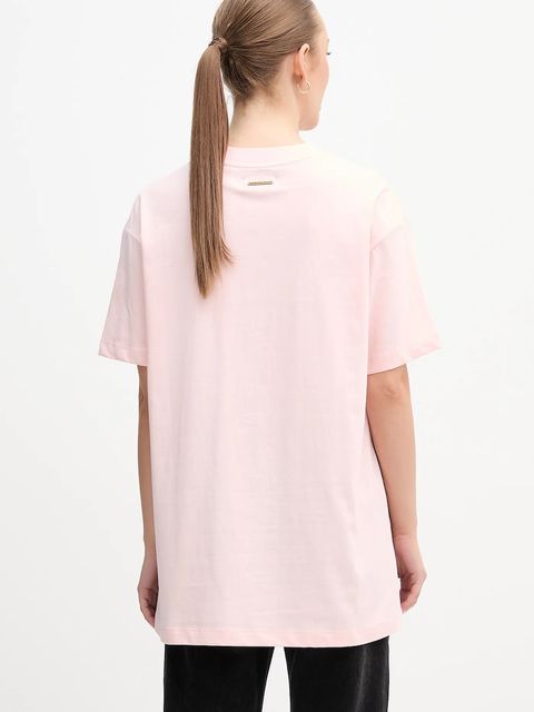 Barbour t-shirt bawełniany x Farm Rio damski kolor różowy LTS0699