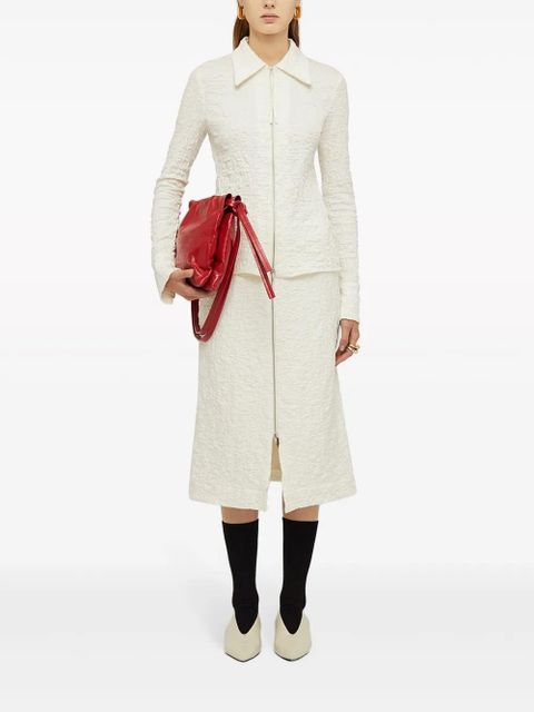 Jil Sander zip-front cloqué top - White