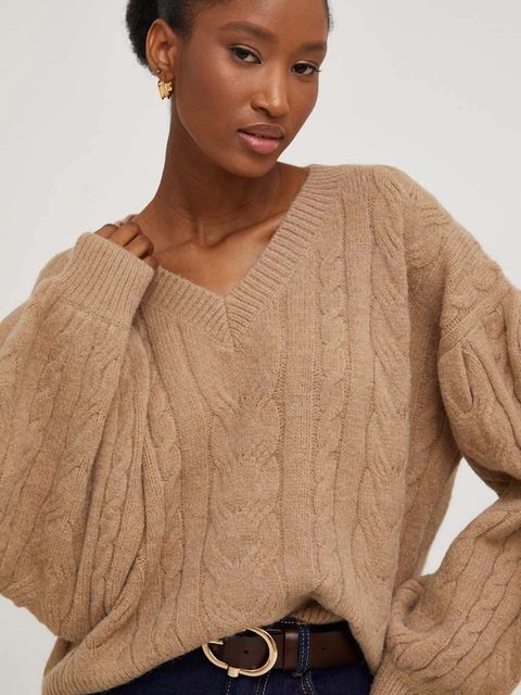 Answear.LAB sweter z dodatkiem wełny damski kolor brązowy - zdjęcie produktu nr 1