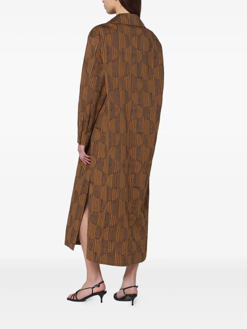 Max Mara geometric-print shirt midi day dress - Brown