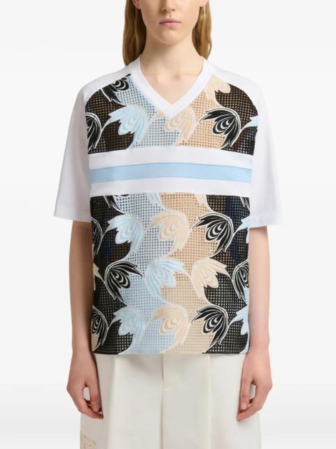 Marni broderie anglaise floral T-shirt - White