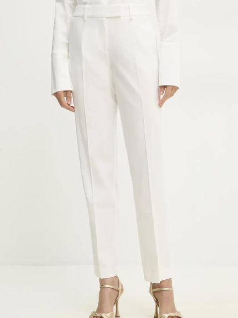 Answear.LAB spodnie garniturowe z prostą nogawką kolor biały fason cygaretki high waist - zdjęcie produktu nr 1