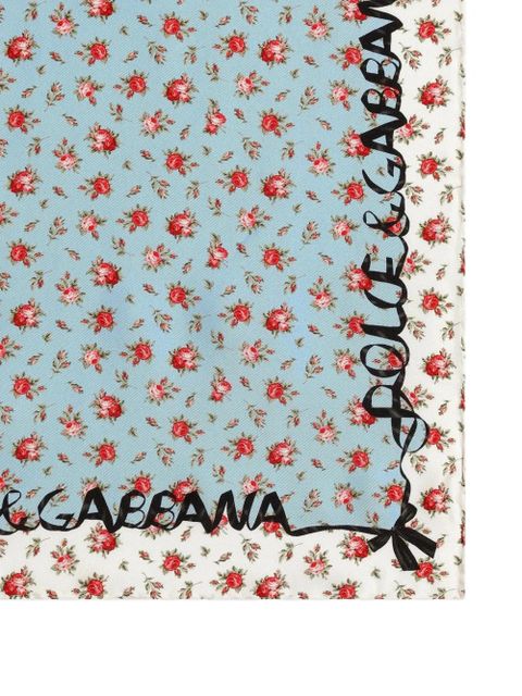 Dolce & Gabbana floral-print logo scarf - Blue - zdjęcie produktu nr 2