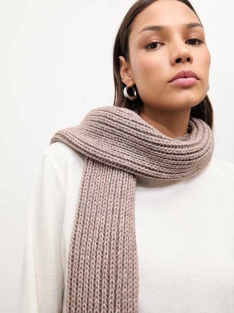 Answear.LAB szalik z wełną damski kolor brązowy gładki
