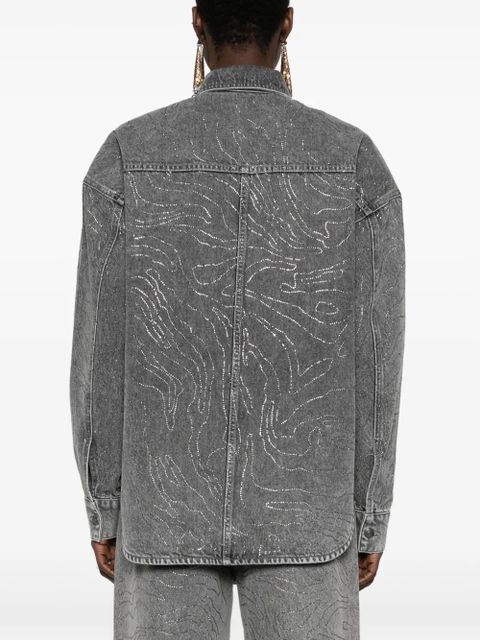 ROTATE BIRGER CHRISTENSEN rhinestone-embellished denim shirt - Grey
