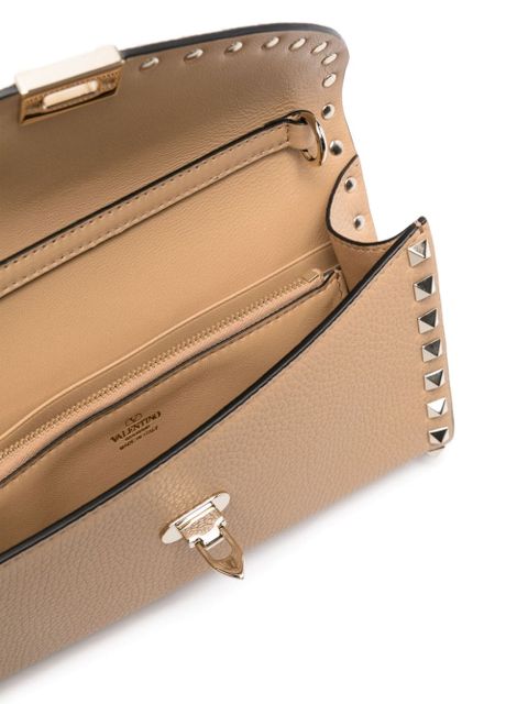 Valentino Garavani Rockstud leather clutch bag - Brown