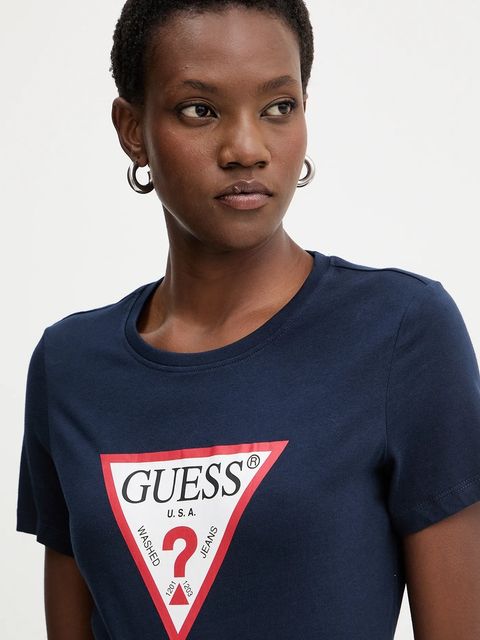 Guess t-shirt bawełniany damski kolor granatowy W1YI1B I3Z14