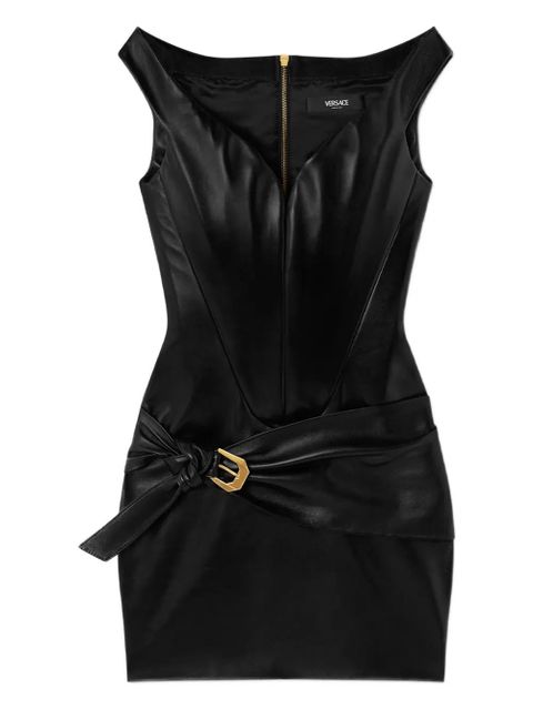 Versace belted leather mini dress - Black - zdjęcie produktu nr 1