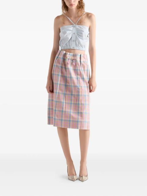 Prada checked bow-detail midi skirt - Pink - zdjęcie produktu nr 2