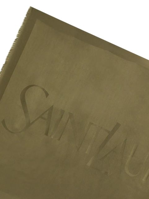 Saint Laurent logo fringed scarf - Green - zdjęcie produktu nr 2