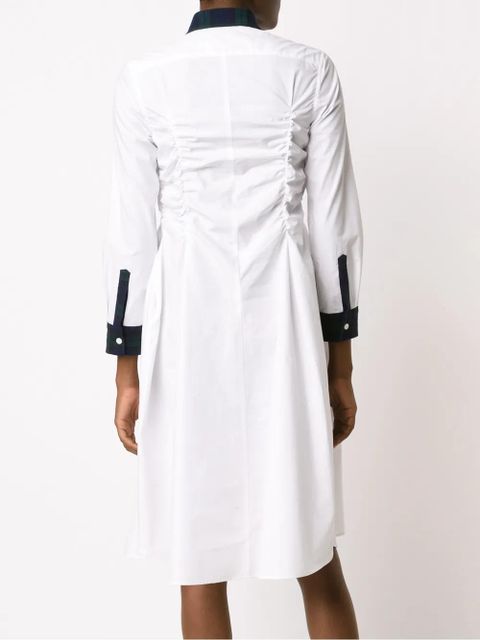 Comme Des Garçons tartan trim shirt dress - White