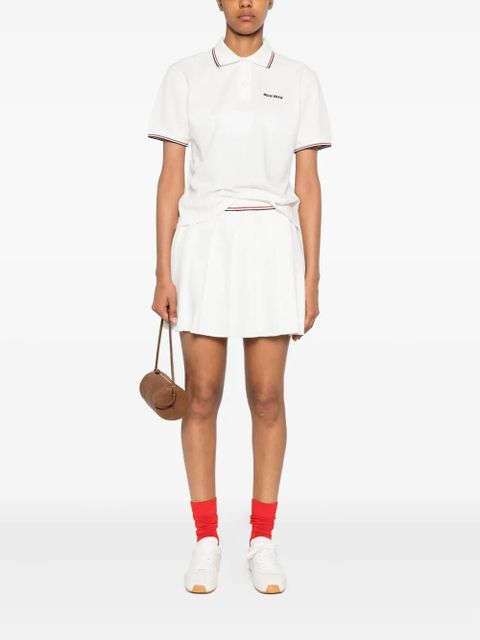 Miu Miu logo-embroidered polo shirt - White