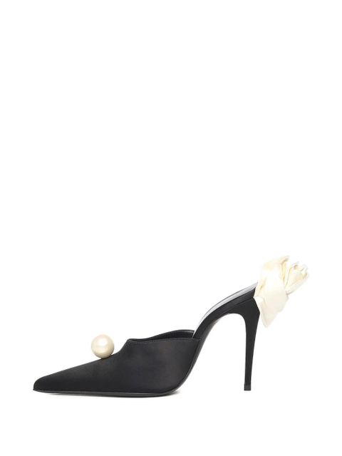 Magda Butrym 110mm pearl-detail pointed-toe mules - Black