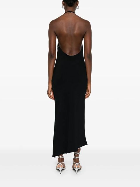 The Attico halterneck low-back midi dress - Black