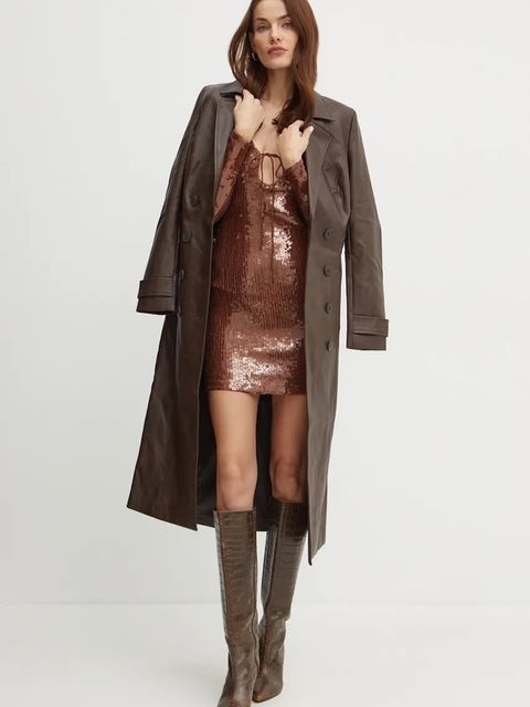 Bardot sukienka VERONA kolor brązowy mini dopasowana 59513DB