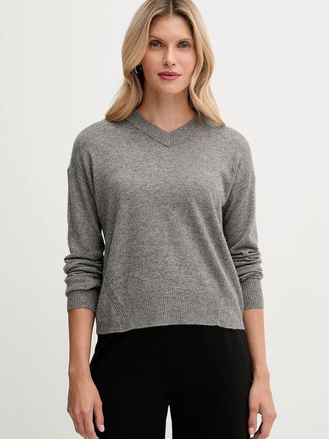 United Colors of Benetton sweter z dodatkiem wełny damski kolor szary lekki 102HD4032 - zdjęcie produktu nr 1