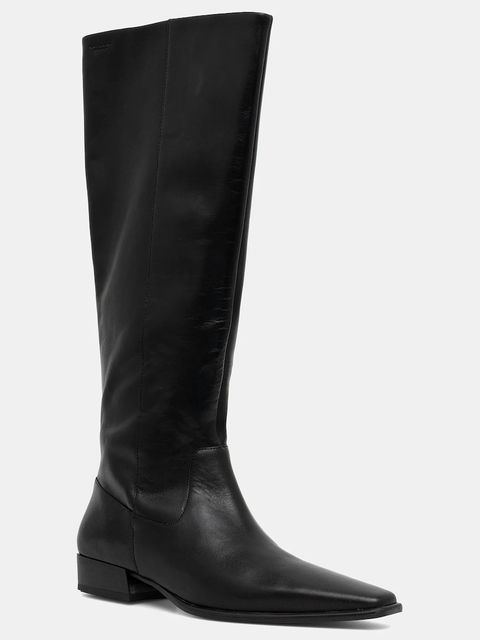 Vagabond Shoemakers kozaki skórzane NELLA damskie kolor czarny na płaskim obcasie 6016-001-20 - zdjęcie produktu nr 1