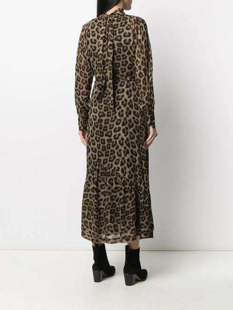 Ba&Sh Fara leopard-pint midi dress - Brown