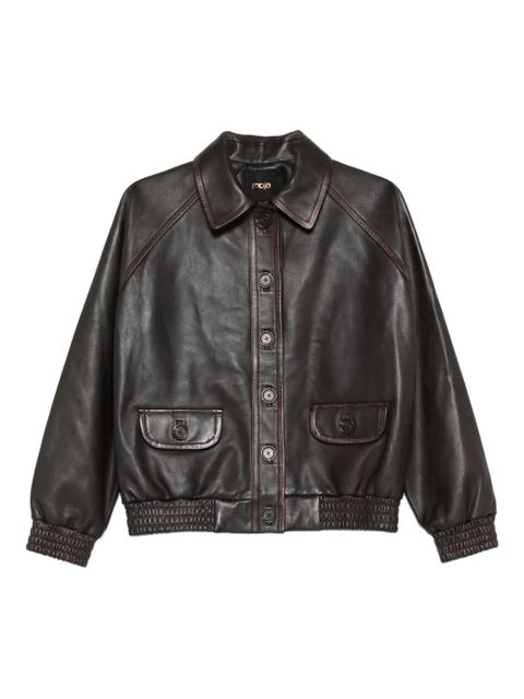 Maje buttoned leather jacket - Brown - zdjęcie produktu nr 1