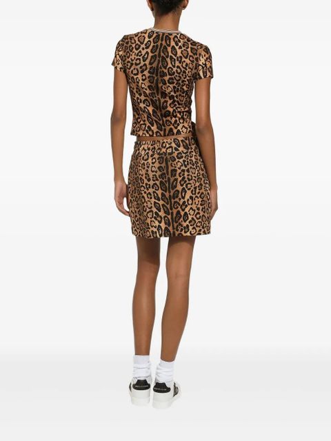 Dolce & Gabbana leopard-print drawstring mini skirt - Brown
