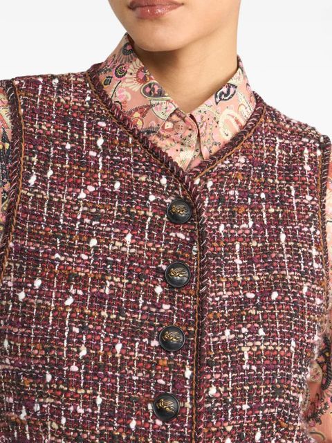 ETRO tweed button waistcoat - Red