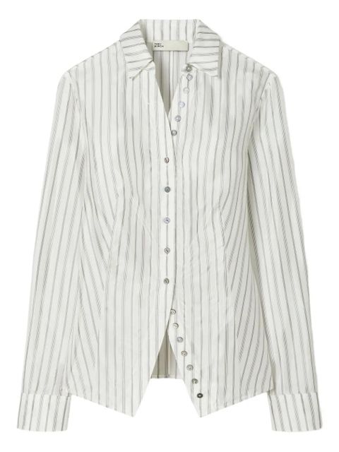 Tory Burch striped cinched button-down top - White - zdjęcie produktu nr 1
