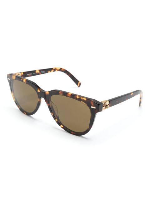 Miu Miu Eyewear tortoiseshell-effect round sunglasses - Brown - zdjęcie produktu nr 2