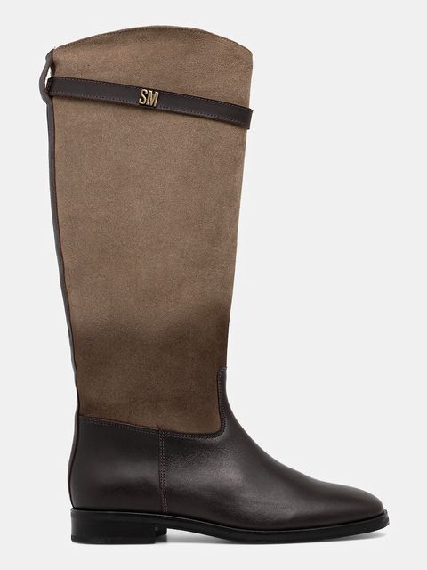 Steve Madden kozaki skórzane Novi damskie kolor brązowy na płaskim obcasie 11004728