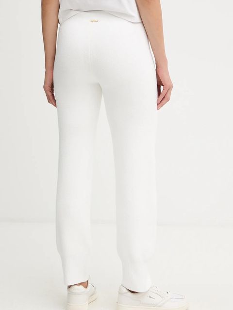 Twinset spodnie dresowe z domieszką wełny damskie kolor biały gładkie 252LL3EBB