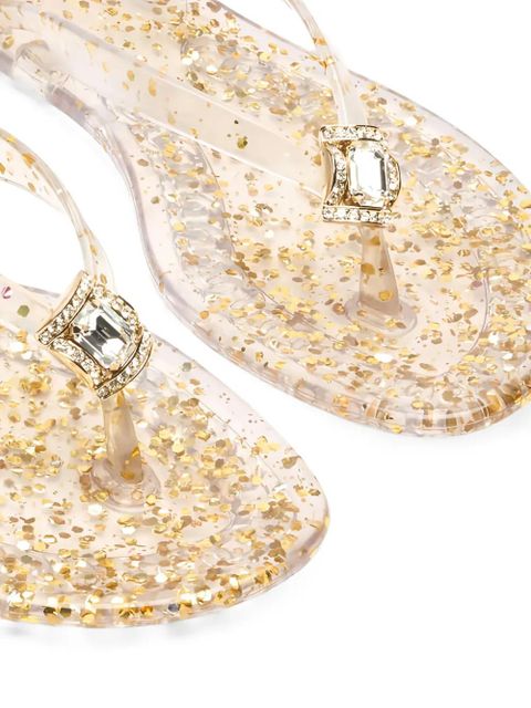 Casadei glitter-embellished flat sandals - Neutrals