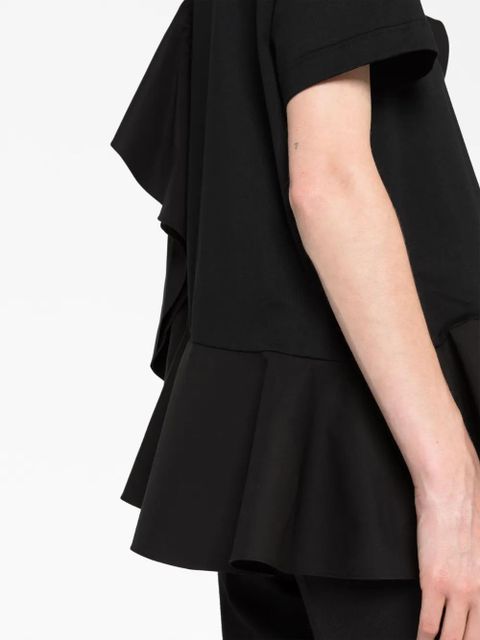 Alexander McQueen asymmetric ruffled T-shirt - Black