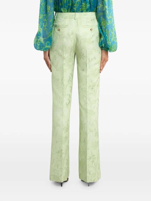 ETRO floral-motif jacquard trousers - Green