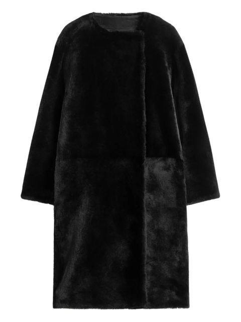 TOTEME shearling collarless coat - Black - zdjęcie produktu nr 1