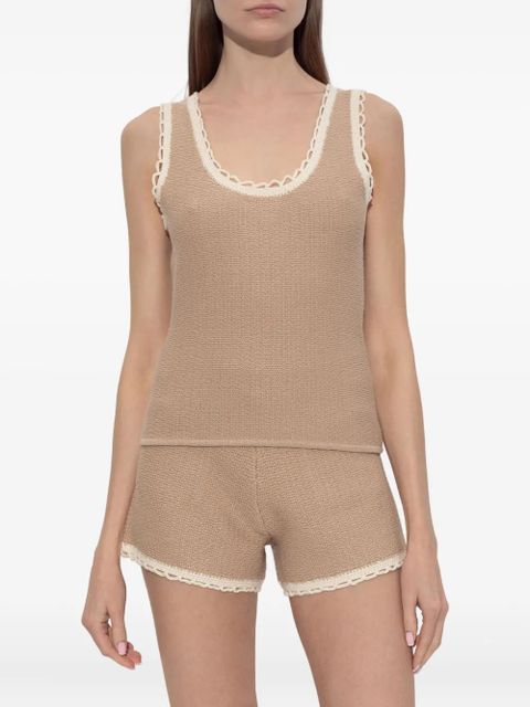 Posse Willow crochet-trim top - Neutrals