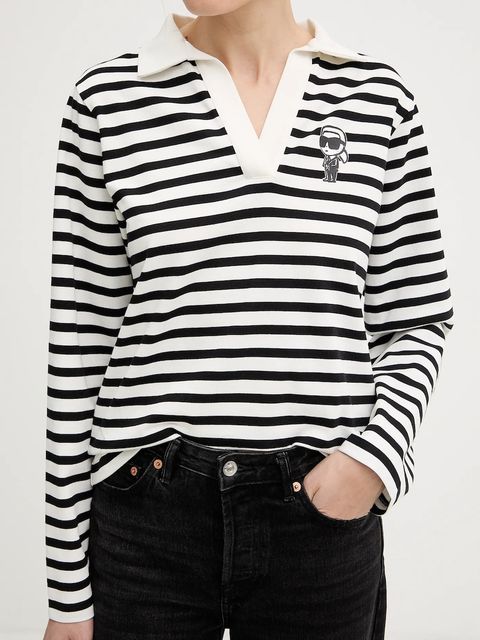 Karl Lagerfeld longsleeve bawełniany IKON kolor czarny A4W17081