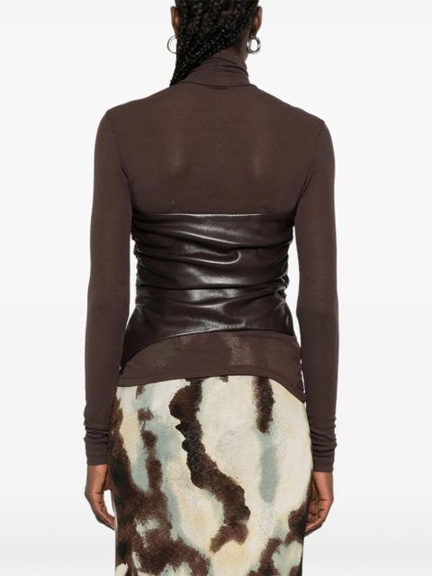 Nanushka draped-panel turtleneck top - Brown