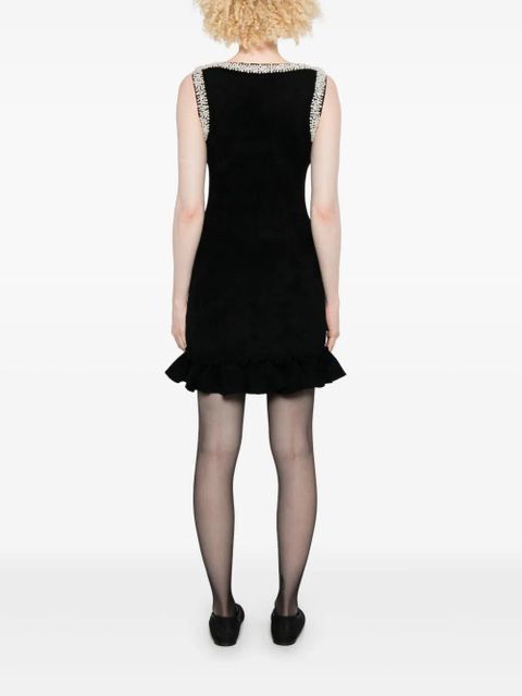 SANDRO faux-pearl embellished mini dress - Black